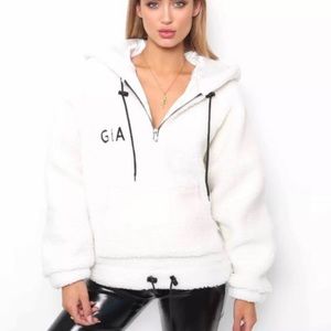 I.AM.GIA Teddy Half-Zip Ivory Hoodie Size M